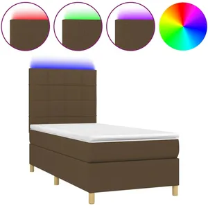 vidaXL Sommier à lattes de lit et matelas et LED Marron foncé 90x190cm pas cher