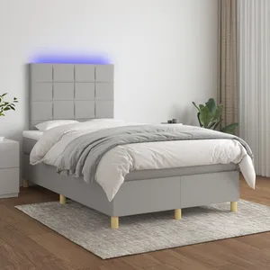 vidaXL Sommier à lattes de lit matelas et LED Gris clair 120x200 cm pas cher