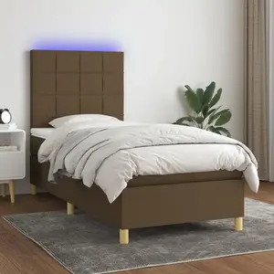 vidaXL Sommier à lattes de lit matelas et LED Marron foncé 100x200 cm pas cher