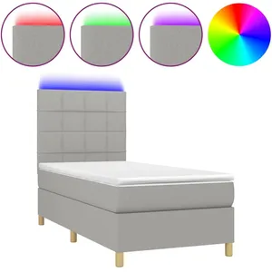vidaXL Sommier à lattes de lit et matelas et LED Gris clair 80x200cm pas cher