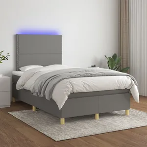 vidaXL Sommier à lattes de lit et matelas et LED Gris foncé 120x200 cm pas cher