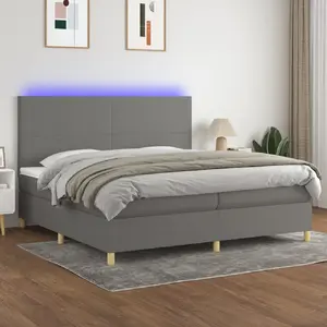vidaXL Sommier à lattes de lit et matelas et LED Gris foncé 200x200 cm pas cher