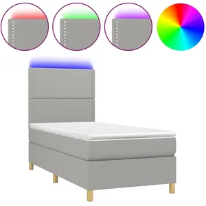 vidaXL Sommier à lattes de lit avec matelas et LED Gris clair 90x200cm pas cher