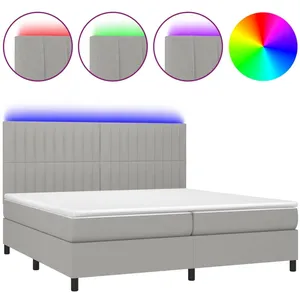 vidaXL Sommier à lattes de lit et matelas et LED Gris clair 200x200 cm pas cher