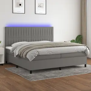 vidaXL Sommier à lattes de lit et matelas et LED Gris foncé 200x200 cm pas cher