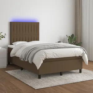 vidaXL Sommier à lattes de lit matelas et LED Marron foncé 120x200 cm pas cher