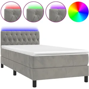 vidaXL Sommier à lattes de lit avec matelas LED Gris clair 100x200 cm pas cher