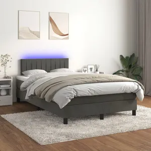 vidaXL Sommier à lattes de lit avec matelas LED Gris foncé 120x200 cm pas cher