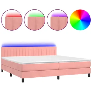 vidaXL Sommier à lattes de lit avec matelas et LED Rose 200x200 cm pas cher