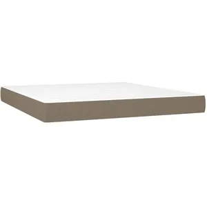 vidaXL Sommier à lattes de lit et matelas et LED Taupe 180x200cm Tissu pas cher
