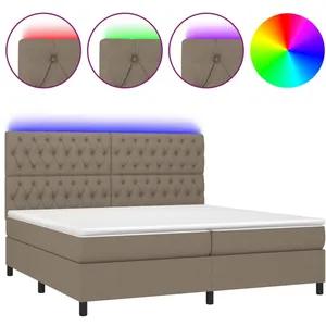 vidaXL Sommier à lattes de lit et matelas et LED Taupe 200x200cm Tissu