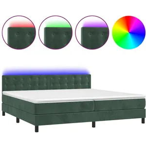 vidaXL Sommier à lattes de lit matelas et LED Vert foncé 200x200 cm pas cher