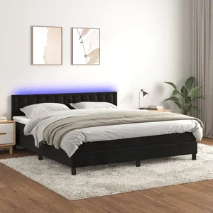 vidaXL Sommier à lattes de lit avec matelas et LED Noir 180x200 cm pas cher