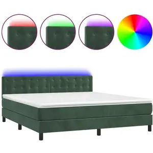 vidaXL Sommier à lattes de lit matelas et LED Vert foncé 180x200 cm pas cher