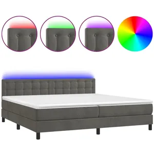 vidaXL Sommier à lattes de lit matelas et LED Gris foncé 200x200 cm pas cher