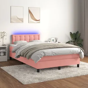 vidaXL Sommier à lattes de lit avec matelas et LED Rose 120x200cm pas cher