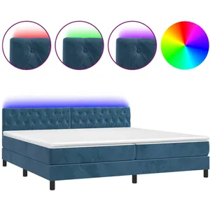 vidaXL Sommier à lattes de lit avec matelas LED Bleu foncé 200x200 cm pas cher