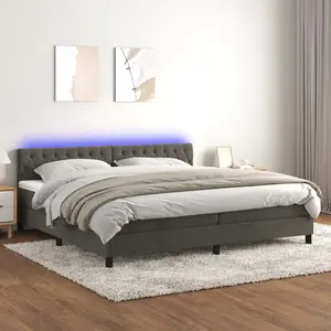 vidaXL Sommier à lattes de lit avec matelas LED Gris foncé 200x200 cm pas cher