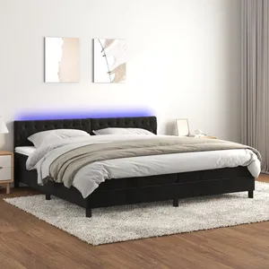 vidaXL Sommier à lattes de lit avec matelas et LED Noir 200x200 cm pas cher