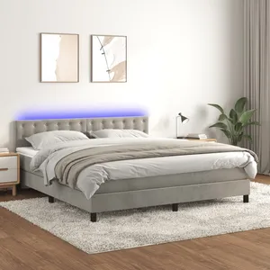 vidaXL Sommier à lattes de lit matelas et LED Gris clair 160x200 cm pas cher