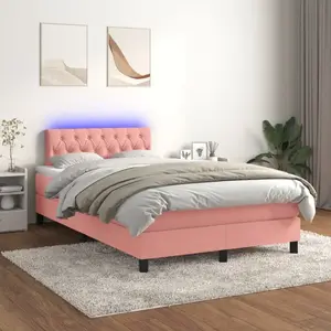 vidaXL Sommier à lattes de lit avec matelas et LED Rose 120x200cm pas cher