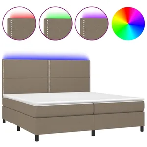 Comparateur de prix : vidaXL Sommier à lattes de lit et matelas et LED Taupe 200x200cm Tissu