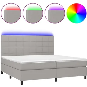 vidaXL Sommier à lattes de lit et matelas et LED Gris clair 200x200 cm pas cher