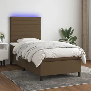 vidaXL Sommier à lattes de lit et matelas et LED Marron foncé 90x190cm pas cher