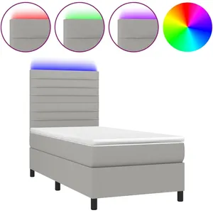 vidaXL Sommier à lattes de lit avec matelas et LED Gris clair 90x200cm pas cher