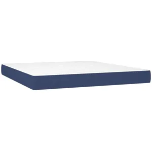 vidaXL Sommier à lattes de lit et matelas et LED Bleu 180x200 cm Tissu pas cher