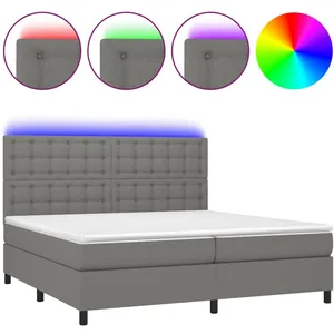 vidaXL Sommier à lattes de lit et matelas et LED Gris foncé 200x200 cm pas cher