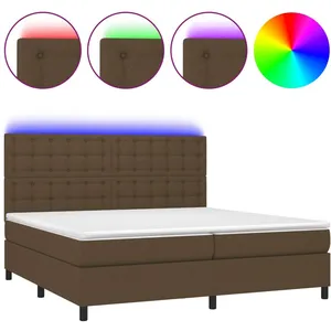 vidaXL Sommier à lattes de lit matelas et LED Marron foncé 200x200 cm pas cher