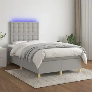 vidaXL Sommier à lattes de lit matelas et LED Gris clair 120x200 cm pas cher