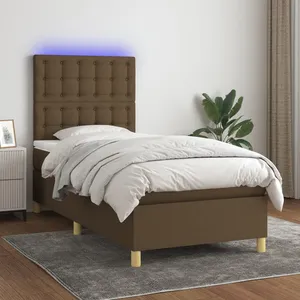 vidaXL Sommier à lattes de lit matelas et LED Marron foncé 100x200 cm pas cher
