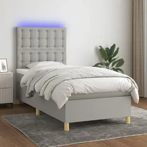 vidaXL Sommier à lattes de lit et matelas et LED Gris clair 80x200 cm pas cher