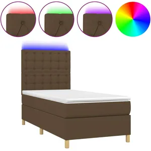 vidaXL Sommier à lattes de lit et matelas et LED Marron foncé 80x200cm pas cher