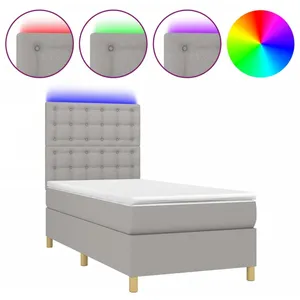 vidaXL Sommier à lattes de lit et matelas et LED Gris clair 90x190 cm pas cher