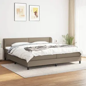 vidaXL Sommier à lattes de lit avec matelas Taupe 200x200 cm Tissu pas cher