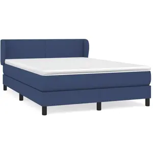 vidaXL Sommier à lattes de lit avec matelas Bleu 140x200 cm Tissu pas cher