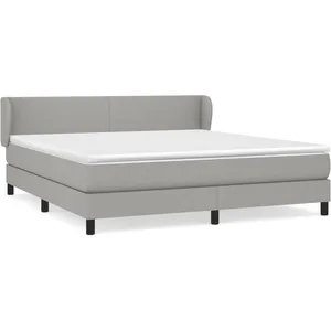 vidaXL Sommier à lattes de lit avec matelas Gris clair 160x200cm Tissu