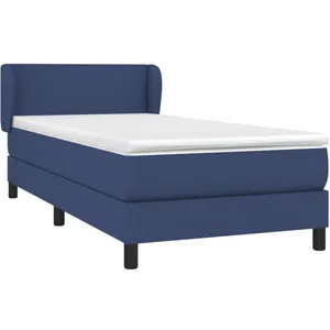 vidaXL Sommier à lattes de lit avec matelas Bleu 90x200 cm Tissu pas cher