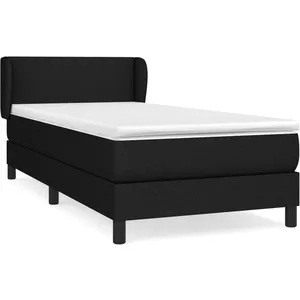 vidaXL Sommier à lattes de lit avec matelas Noir 100x200 cm Tissu pas cher
