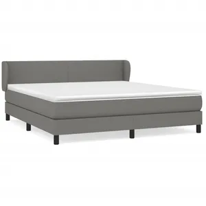 vidaXL Sommier à lattes de lit avec matelas Gris foncé 160x200cm Tissu pas cher