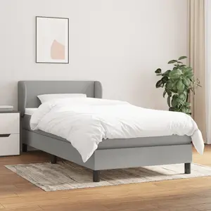 vidaXL Sommier à lattes de lit avec matelas Gris clair 80x200 cm Tissu pas cher