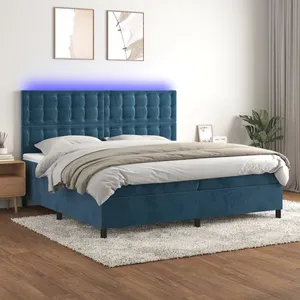 vidaXL Sommier à lattes de lit matelas et LED Bleu foncé 200x200 cm pas cher