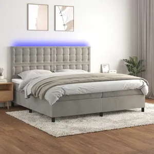 vidaXL Sommier à lattes de lit matelas et LED Gris clair 200x200 cm pas cher