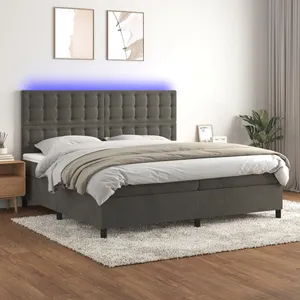 vidaXL Sommier à lattes de lit matelas et LED Gris foncé 200x200 cm pas cher