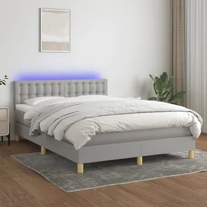 vidaXL Sommier à lattes de lit matelas et LED Gris foncé 140x200 cm pas cher