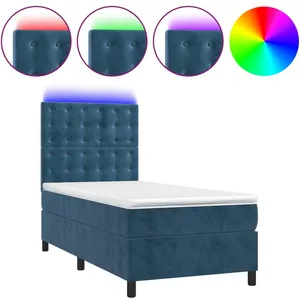 vidaXL Sommier à lattes de lit matelas et LED Bleu foncé 100x200 cm pas cher