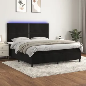 Comparateur de prix : vidaXL Sommier à lattes de lit matelas et LED Noir 160x200 cm Velours